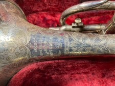 VINTAGE FULLY ENGRAVED BESSON & CO PROTOTYPE CORNET JOHN GREY MOUTHPIECE