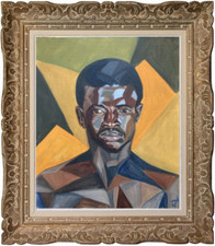 WOMAN PAINTER TRAVEL ANGEL 1960 PORTRAIT AFRICANIST CUBIST SENEGAL DAKAR (5)