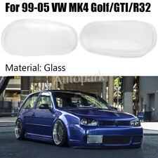 Left+Right Glass Headlight Headlamp Lens Cover For VW MK4 Golf/GTI/R32 1999-2005