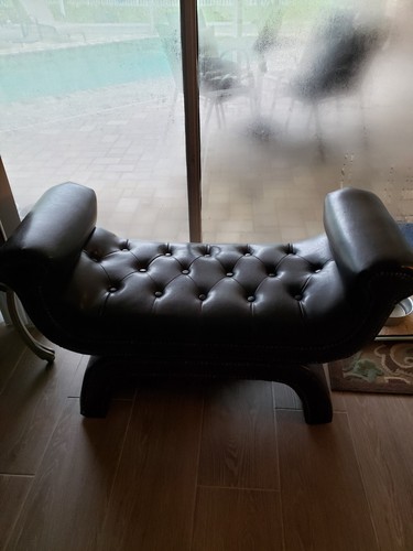 Leather settee - settee,