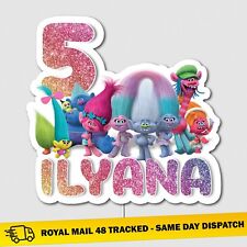 Personalised Name/Age Trolls Birthday Cake Topper Adults Kids Party