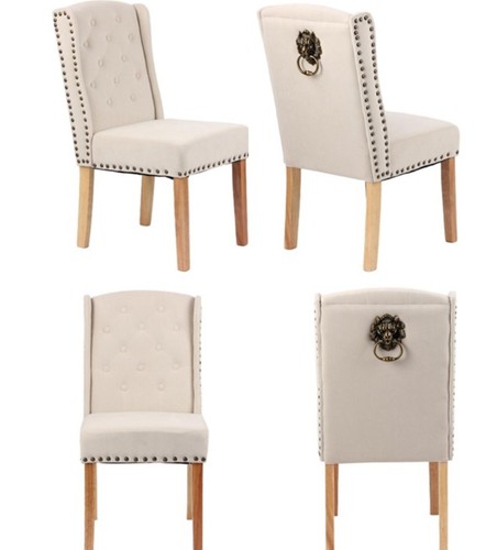 Beige velvet dining chairs - beige,