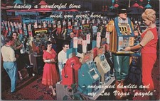 Postcard Vintage Las Vegas Nevada Slot Machines One Armed Bandits 