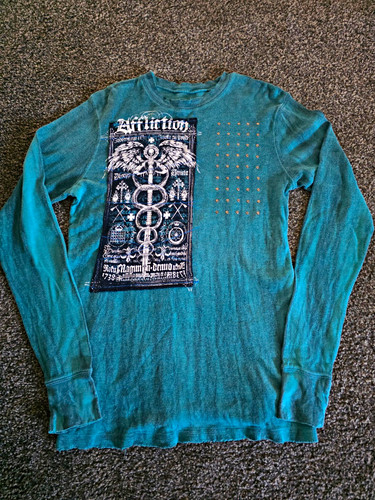 Affliction men teal - teal, studded
