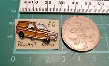 Robin Reliant Mustard colour Car Pin. Car Pin Badges