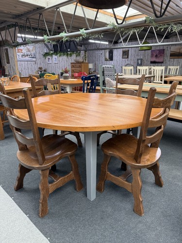 Round pine dining table - round,