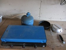 Super Grillogaz Twin Burner & Grill Camping Stove, Gas Cylinder & Fry Pans