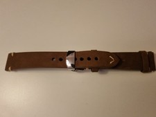 19mm Leather Watch Strap With Butterfly Deployant Clasp
