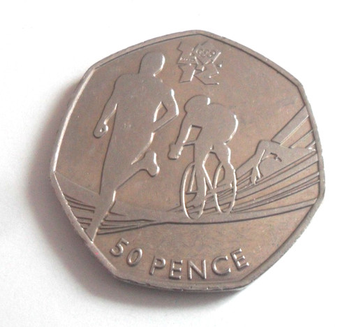Triathlon 50p fifty pence - triathlon, coin