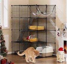YITAHOME 4 Tier Cat Cage Large Cat Enclosures with Hammock Detachable Metal Wire