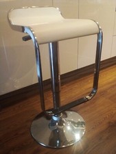 bar stools used polished stainless steel with white leather seat