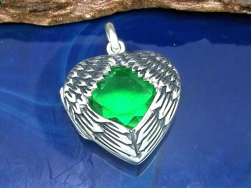 Angel wings heart locket 925 - wings,