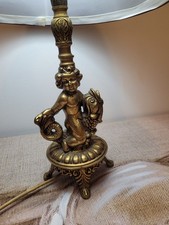 Antique Louis XVI Style Solid brass Cherub Putti Table Lamp.
