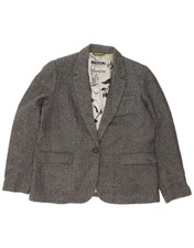 JOULES Womens 1 Button Blazer Jacket UK 18 XL Grey Herringbone Wool VB14