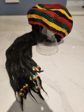 Men's Rasta Dreadlock Wig Hat Jamaican Reggae Costume Bob Marley Fancy Dress