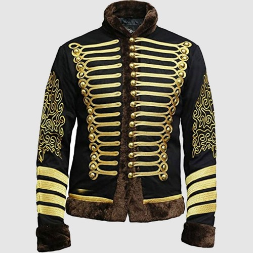 Men black napoleonic hussar - men's,