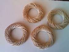 Pack of 4  15cm Ornamental Wicker Rattan Natural Round Wreath Ring Christmas etc