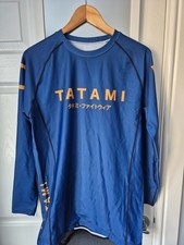 Mens Tatami Katakana Long Sleeve BJJ Rash Guard Size Extra Large In Blue