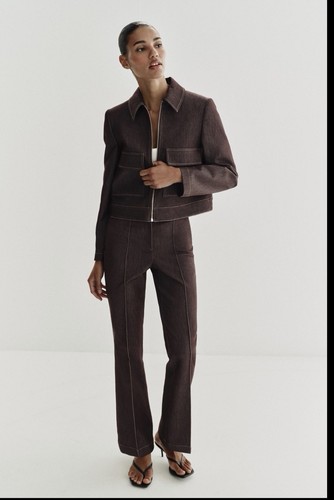 Zara brown contrast stitch - zara,