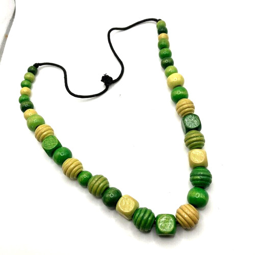 Green wooden bead necklace