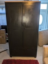 Oakland Furniture Black Painted Double Wardrobe, Built 2021, Used.