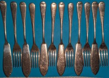 VINTAGE CUTLERY SET OF SILVER PLATED FISH KNIVES AND FORKS  EPNS A