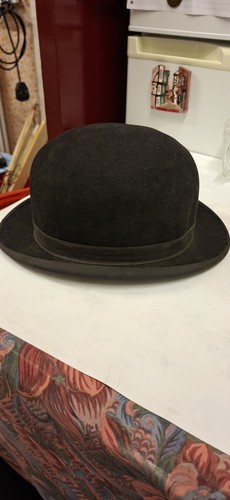 Vintage black fur felt bowler - vintage,
