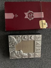 Baby photo album, silver frame cover, slide in photos
