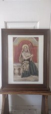 Early 20th Pre-Raphaelite Signed Watercolour of a Seated Woman Religious Theme
