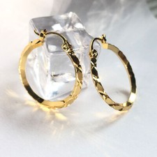 18ct Gold Diamond Cut Creole