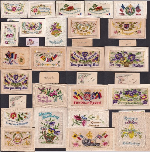 Ww1 silk embroidered - silk, postcards