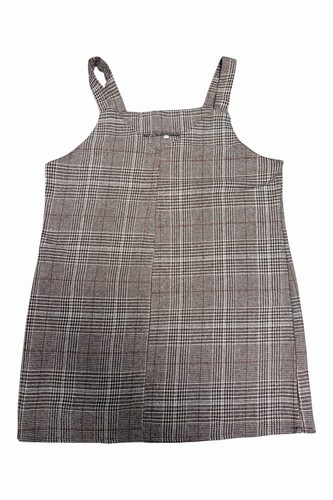 Plaid pinafore dress brown - plaid,
