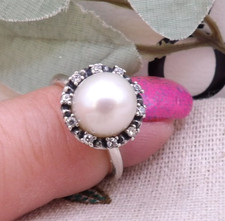 ❤️Genuine Pandora Retired Everlasting Grace Pearl Ring S925 ALE Size  52❤️