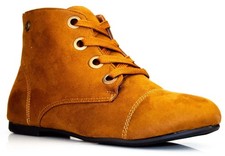 Ladies Womens Flat Heel Lace Up Casual Biker Ankle Pixie Boots Shoes Size