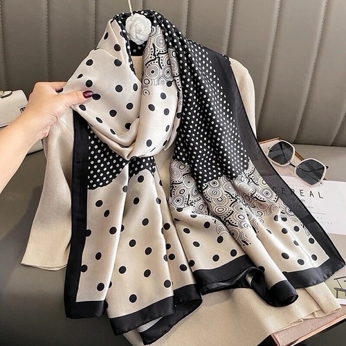 Silk scarf ladies women - women, polka