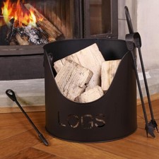 Country Logs Fire Bucket Coal