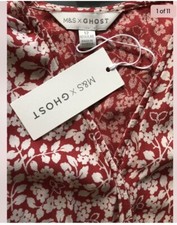 M&S X Ghost Red Floral V Neck