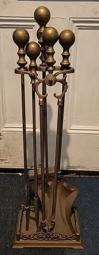 Vintage brass fireside set - vintage,