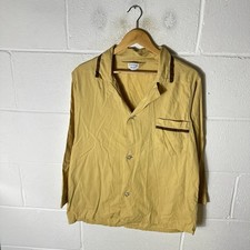 Vintage Towncraft Shirt Mens Medium Yellow Sanforized 60s Cuban Bowling Penneys