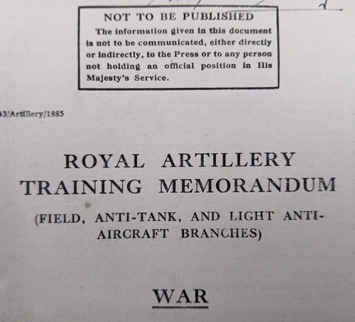 Ww2 royal artillery memorandum - ww2,