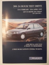 PEUGEOT 306 24 Hour Test Drive orig 1995 UK Mkt Publicity Sales Brochure