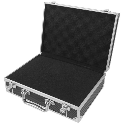 Black aluminum metal briefcase - black,