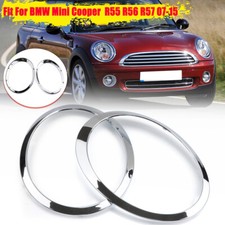 Left&Right Chrome Headlight Trim Ring Bezel For Mini Cooper R55 R56 R57 2007-15