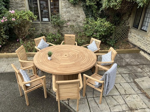 180cm teak table 8 stacking - teak, &