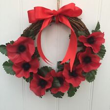 Mini Artificial Red Poppy Door /Wall Wreath Remembrance Sunday Poppies 20cm