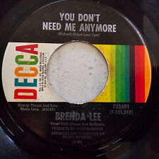 Brenda Lee ‎– You Don't Need Me Anymore / Bring Me Sunshine - 1969 Import 7"
