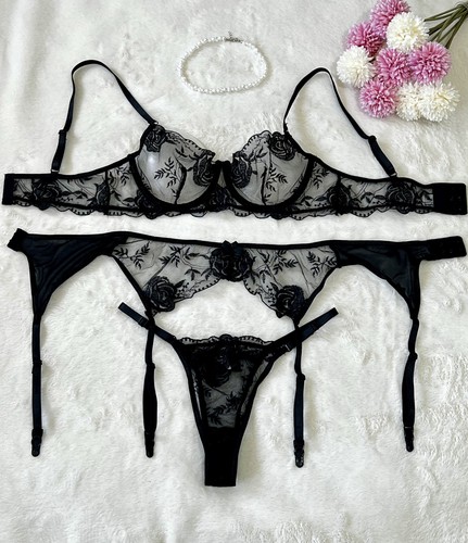 Black sheer lace piece - sheer,