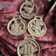 Farthing, Half Penny, Penny & Six Pence Horse brasses solid brass old money