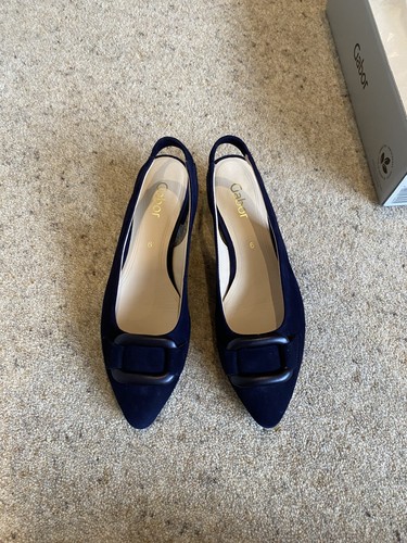 Gabor navy suede low heeled - gabor,