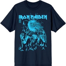 Iron Maiden 50 Life After Death Flames Blue Navy T-Shirt NEW OFFICIAL